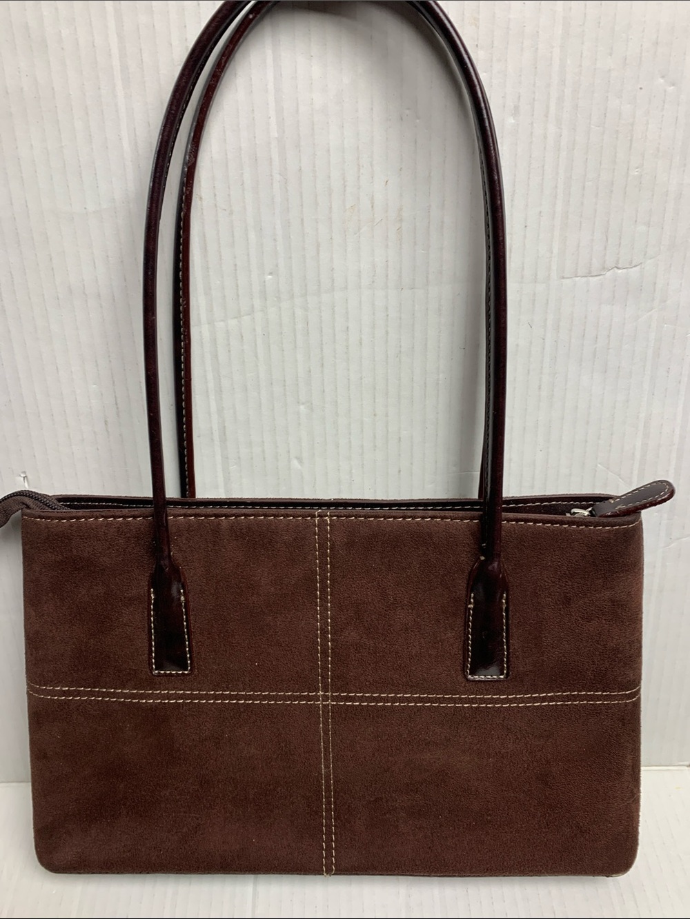Kate Spade Vintage Brown Suede Structured Rectangular Shoulder Bag Purse - Picture 3 of 10